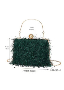 sac à main pochette de soirée en forme de simili plumes irisées de paon