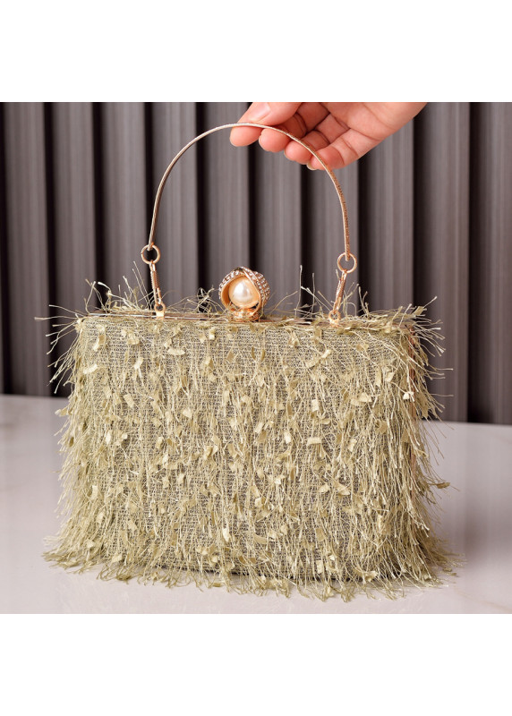 sac à main pochette de soirée en forme de simili plumes irisées de paon