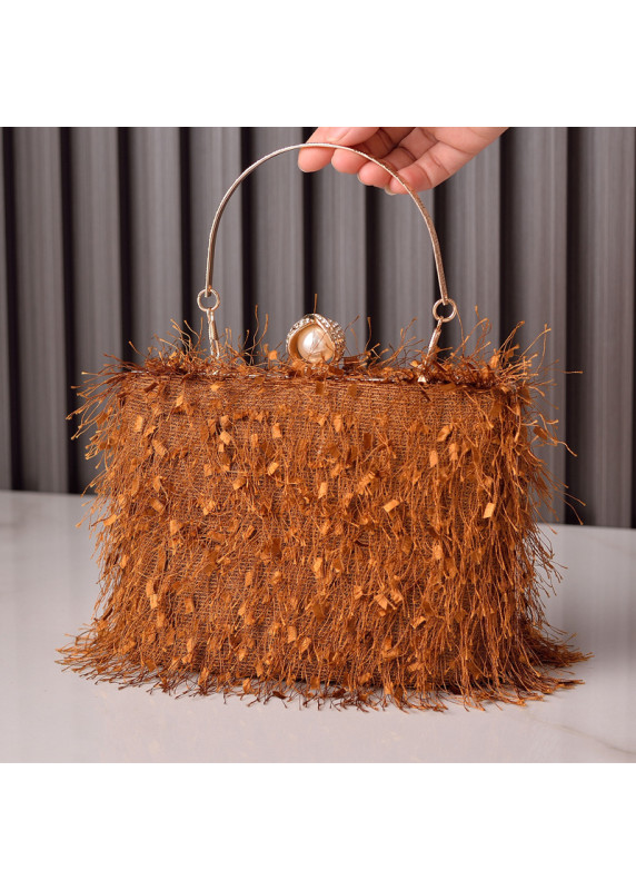 sac à main pochette de soirée en forme de simili plumes irisées de paon