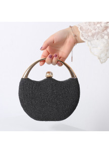 Elegant Evening Clutch with Rounded Metal Handle