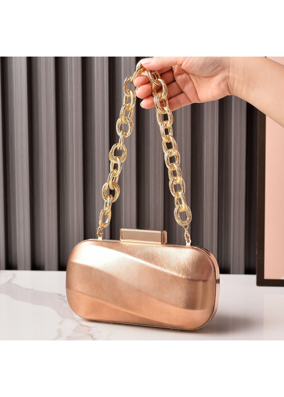 Metallic Evening Clutch with Golden Chain