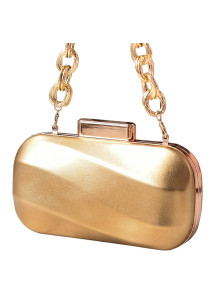 Metallic Evening Clutch with Golden Chain