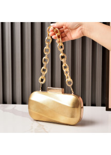 Metallic Evening Clutch with Golden Chain