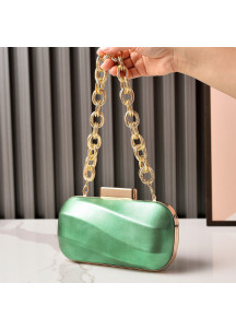 Metallic Evening Clutch with Golden Chain