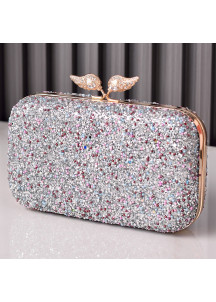 sac à main pochette scintillante recouverte de milliers de paillettes multicolores