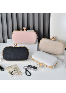 Pale Pink Evening Clutch with Golden Crystal Clasp