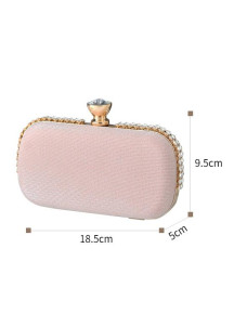 sac à main pochette de soirée rose pâle avec fermoir doré serti de cristaux étincelants