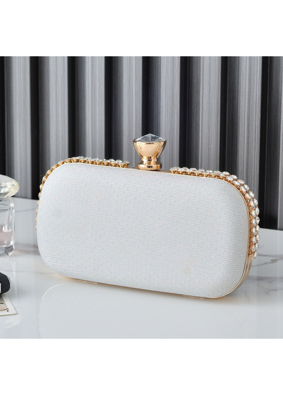 Pale Pink Evening Clutch with Golden Crystal Clasp