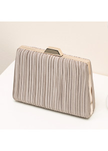 Pale Blue Satin Evening Clutch with Vertical Pleats