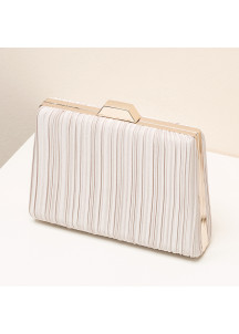 Pale Blue Satin Evening Clutch with Vertical Pleats