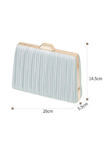 Pale Blue Satin Evening Clutch with Vertical Pleats