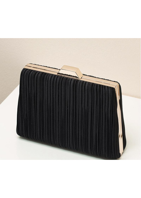 Pale Blue Satin Evening Clutch with Vertical Pleats