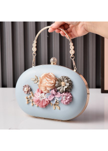 Bolso de Mano de Noche con Ramo Floral en Relieve