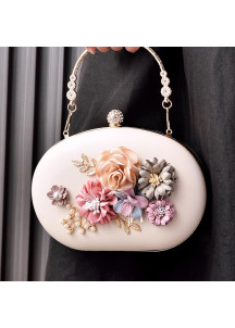 Bolso de Mano de Noche con Ramo Floral en Relieve