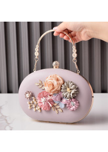 Bolso de Mano de Noche con Ramo Floral en Relieve