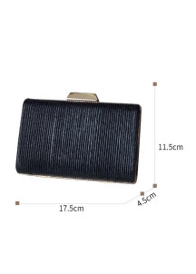 Minimalist Black Rectangular Evening Clutch with Pleated Texture