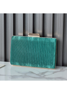 Minimalist Black Rectangular Evening Clutch with Pleated Texture