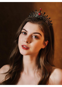 Gothic Evening Diadem with Red and Black Stones