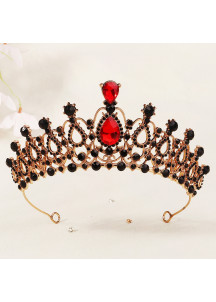 Diadema Gótico de Noche con Piedras Rojas y Negras