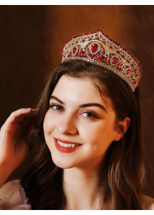 Gothic and Theatrical Evening Diadem with Red Stones