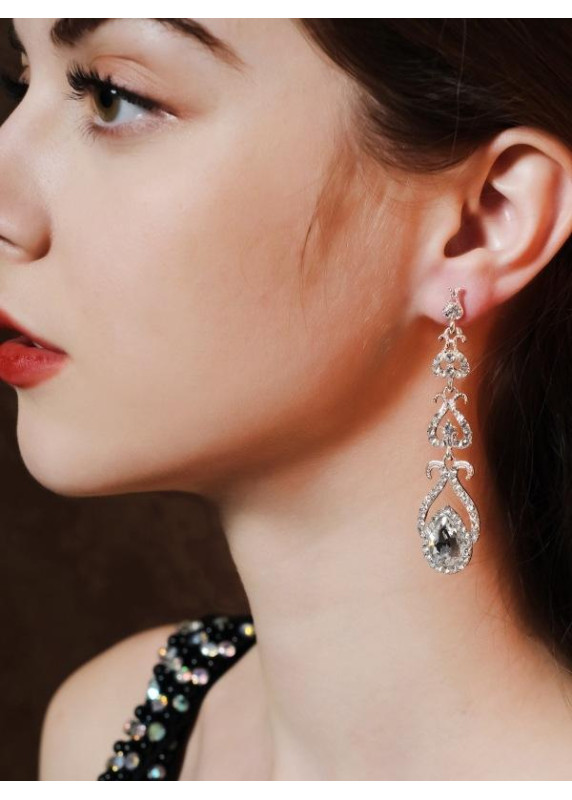 Tear-Shaped Crystal Earrings