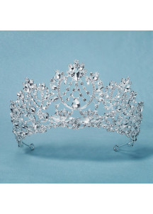 Diadema de Boda de Cristal Cincelado con Estilo Princesa