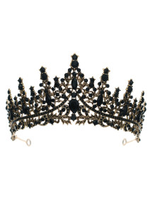 Diadema de Noche de Cristal Negro con Estilo Barroco de Lujo