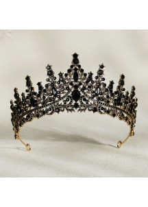 Diadema de Noche de Cristal Negro con Estilo Barroco de Lujo