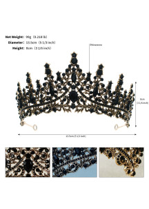 Diadema de Noche de Cristal Negro con Estilo Barroco de Lujo