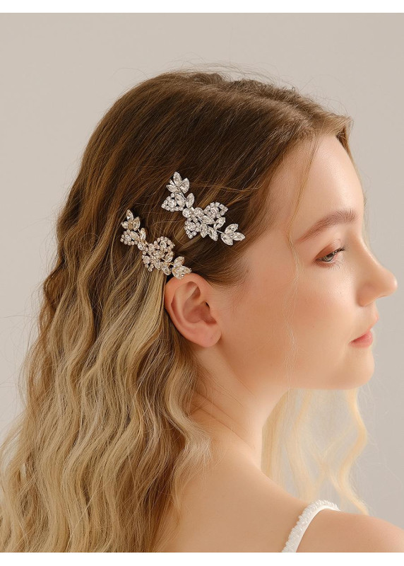 Sparkling Crystal Hairpin with Floral Design