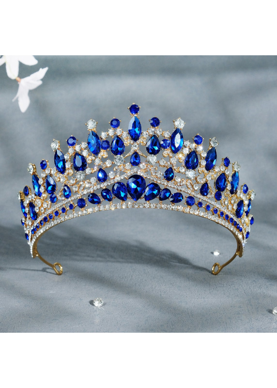 Luxurious Evening Tiara Sparkling with Red and Clear Stones