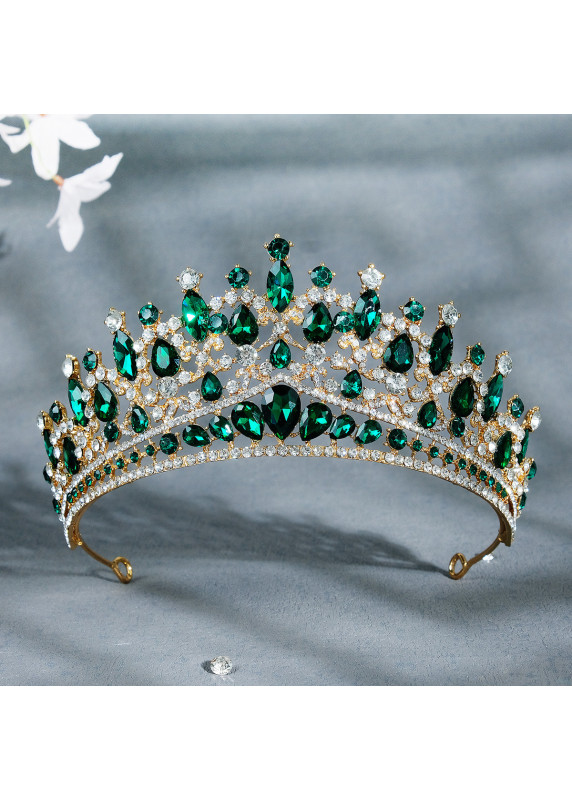 Luxurious Evening Tiara Sparkling with Red and Clear Stones