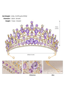 Diadema de noche de lujo centelleante con piedras rojas y transparentes