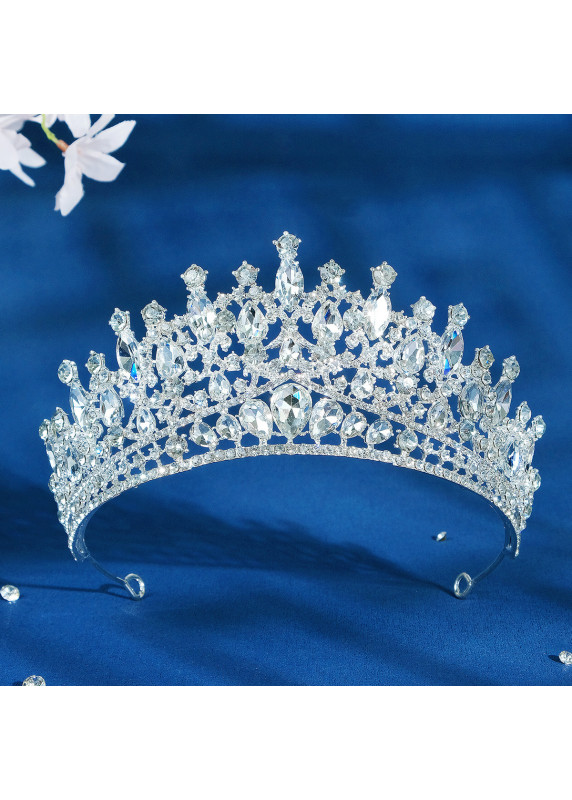 Luxurious Evening Tiara Sparkling with Red and Clear Stones