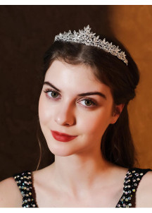 Elegant Evening Tiara Adorned with Sparkling Crystals and Floral Design