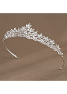 Elegant Evening Tiara Adorned with Sparkling Crystals and Floral Design