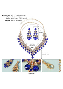 Evening Jewelry Set with Sparkling Stones in Cluster Design (Necklace + Earrings)