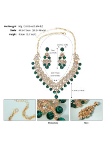 Evening Jewelry Set with Sparkling Stones in Cluster Design (Necklace + Earrings)