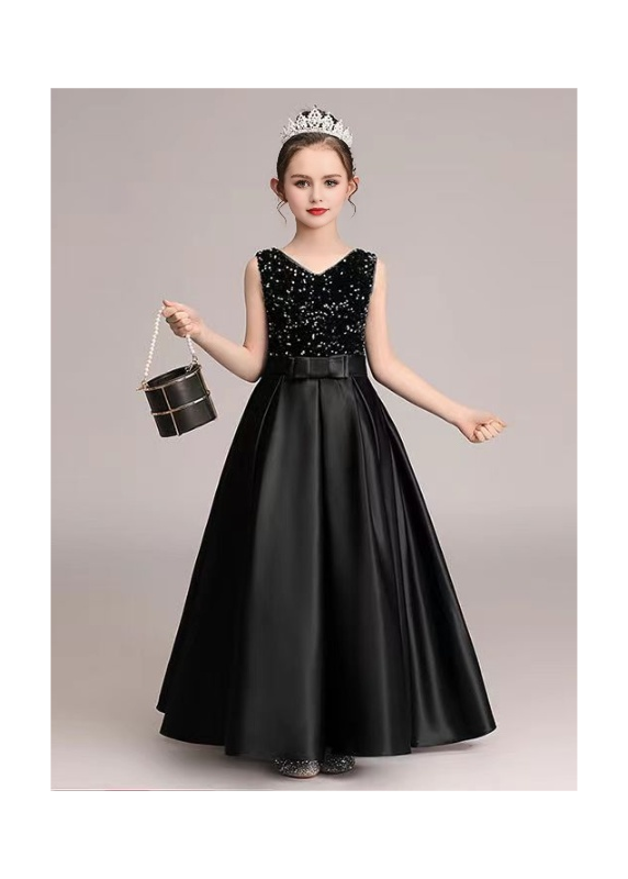 Long white satin formal dress for children