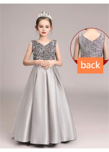 Long white satin formal dress for children