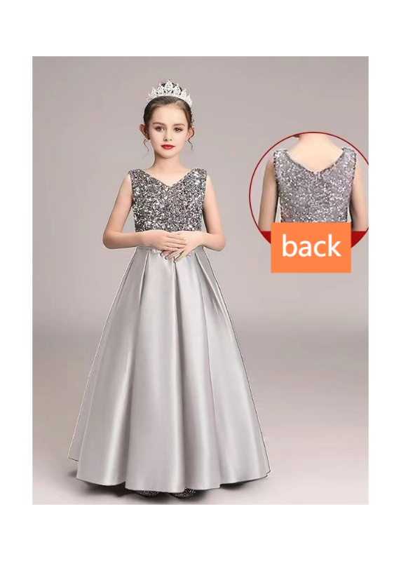 Long white satin formal dress for children