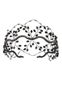 Dark Hair Headband with Black Pearls