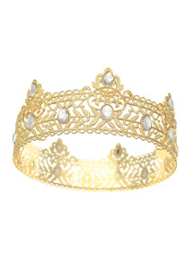 Exquisite Crown with Delicate Floral Design Enhanced by Precious Crystals