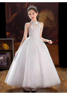 robe de demoiselle d'honneur enfant en tulle blanc