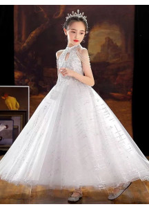 robe de demoiselle d'honneur enfant en tulle blanc