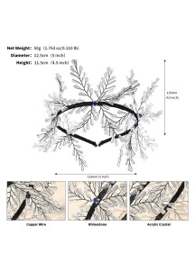 serre-tête de glace design hivernale à branches de cristal translucides