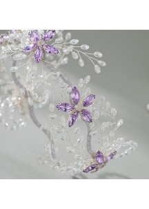 Lilac Floral Headpiece with Crystal Drops