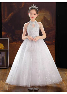 robe de demoiselle d'honneur enfant en tulle blanc