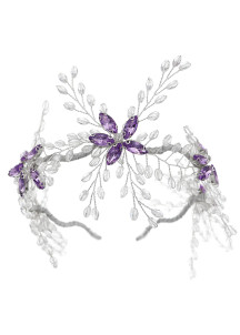 serre-tête design florale lilas rehaussées de cristaux taillés en forme de gouttes