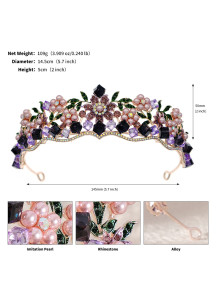 Diadema de Diseño Floral con Cristales, Perlas y Piedras Preciosas